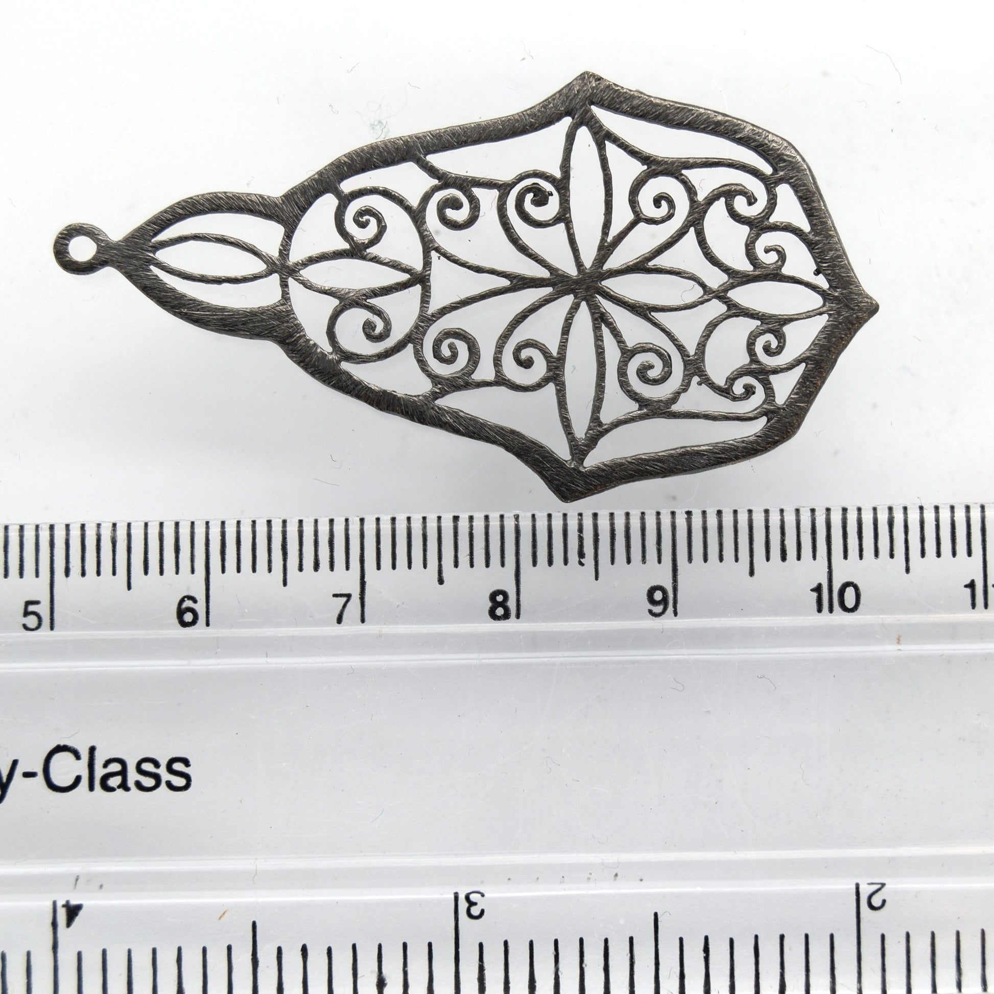 28mm x 50mm Gunmetal Plated Open Symmetrical Swirl Cut-Out Pear Shaped Components - Packs of 10