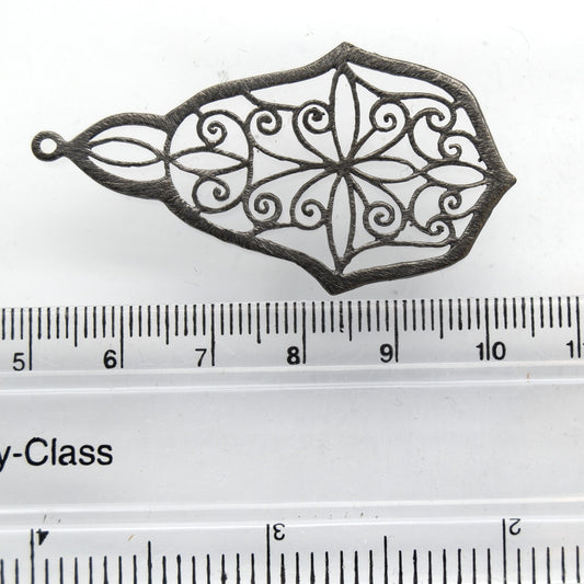 28mm x 50mm Gunmetal Plated Open Symmetrical Swirl Cut-Out Pear Shaped Components - Packs of 10
