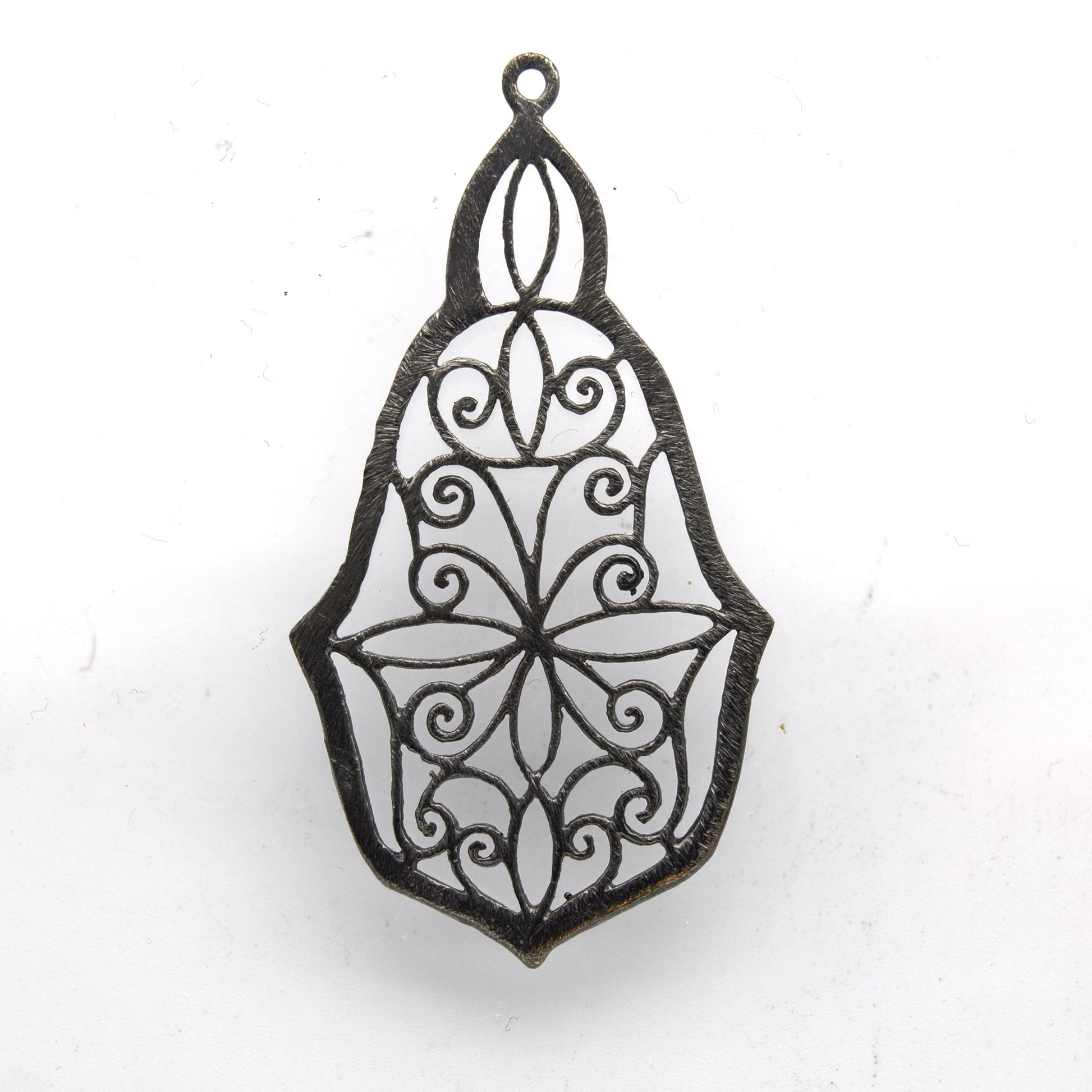 28mm x 50mm Gunmetal Plated Open Symmetrical Swirl Cut-Out Pear Shaped Components - Packs of 10
