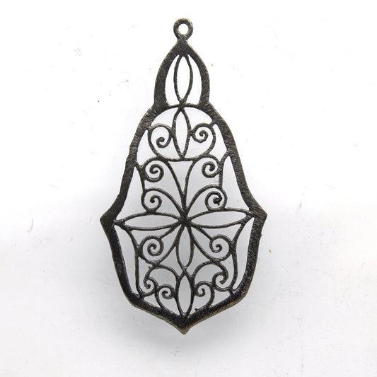 28mm x 50mm Gunmetal Plated Open Symmetrical Swirl Cut-Out Pear Shaped Components - Packs of 10