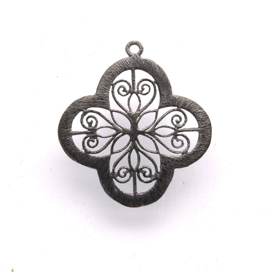 36mm x 36mm Gunmetal Open Symmetrical Cut-Out Quatrefoil/Clover Shaped Components - Packs of 10