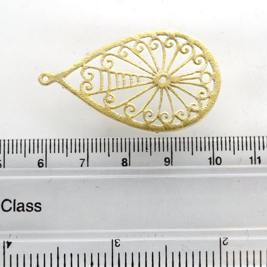 25mm x 40mm Gold Plated Open Radiating Swirl Cut-Out Teardrop Shaped Components - Packs of 10