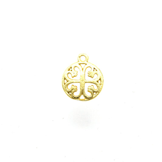 19mm x 19mm Gold Plated Copper Clover Cutout Circle Shaped Pendant/Components - Pack of 10
