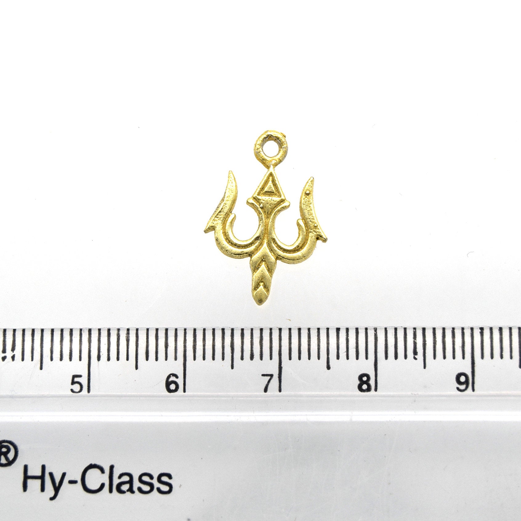 13mm x 15mm Flat Gold Plated Copper Trident Shaped Pendant/Charm Component - Sold Individually