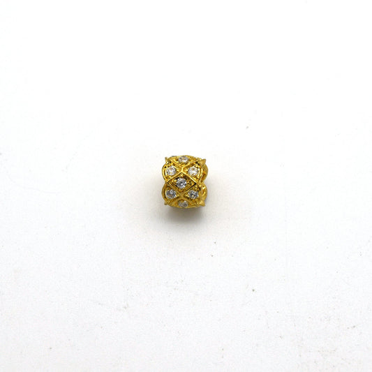 7mm x 7mm Gold Plated CZ Cubic Zirconia Inlaid Circle/Ring Shaped Bead with 4mm Holes