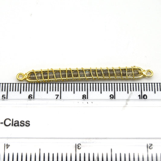 42mm x 4mm Gold Wire Wrapped Iridescent Labradorite Bead Inclosure Pendant/Connector