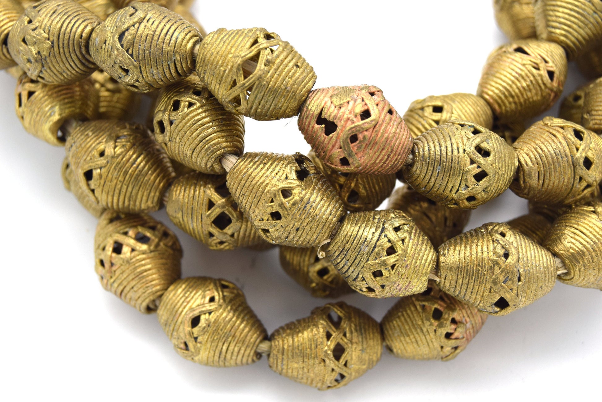 African Brass Beads | 15mm x 20mm Barrel Shaped Beads