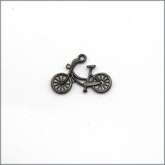 23mm x 30mm Gunmetal Plated Copper Bicycle Charm/Pendant with One Ring - Sold Individually