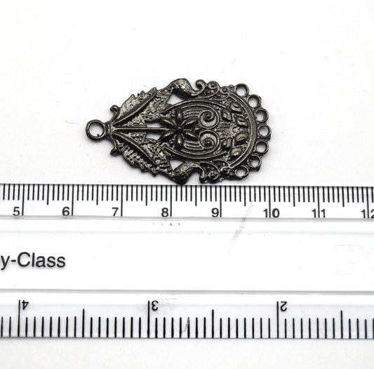 32mm x 45mm Gunmetal Plated Copper Embellished Chandelier Charm/Pendant - Sold Individually
