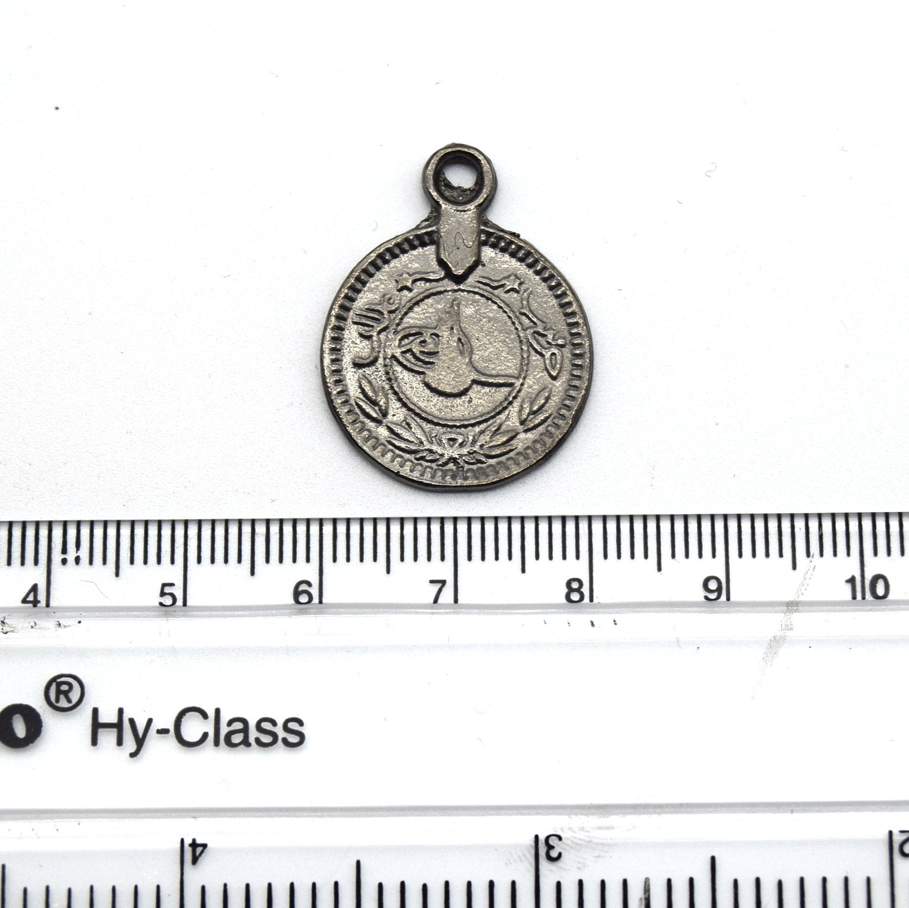 20mm x 20mm Antique Brass Plated Copper Arabic Coin Charm/Pendant with One Ring - Sold Individually