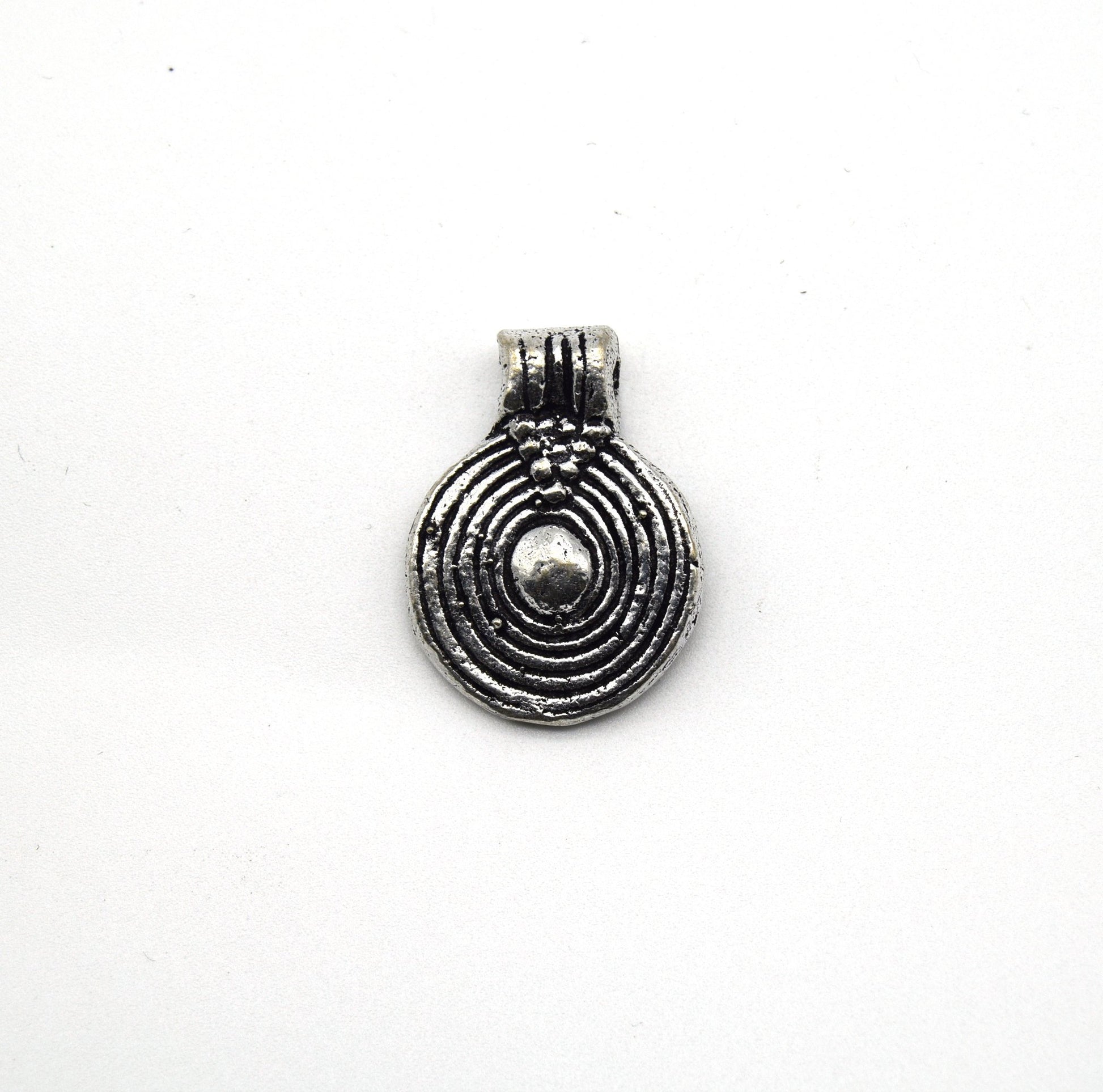 19mm x 20mm Silver Plated Copper Embellished Spiral Coin Charm/Pendant - Sold Individually