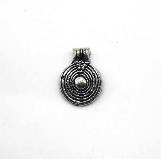 19mm x 20mm Silver Plated Copper Embellished Spiral Coin Charm/Pendant - Sold Individually