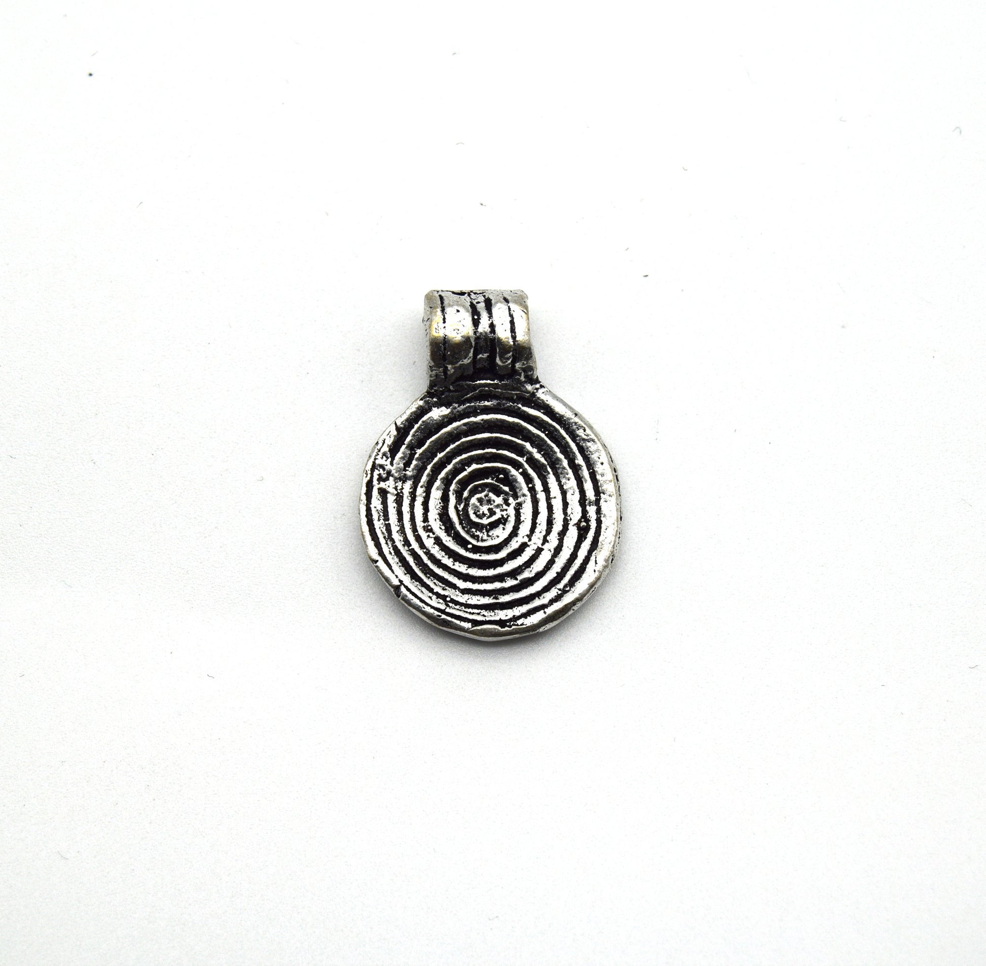 19mm x 20mm Silver Plated Copper Embellished Spiral Coin Charm/Pendant - Sold Individually
