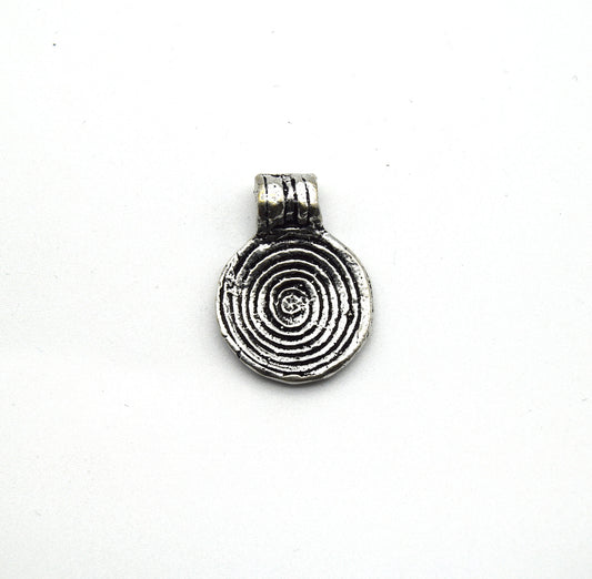 19mm x 20mm Silver Plated Copper Embellished Spiral Coin Charm/Pendant - Sold Individually