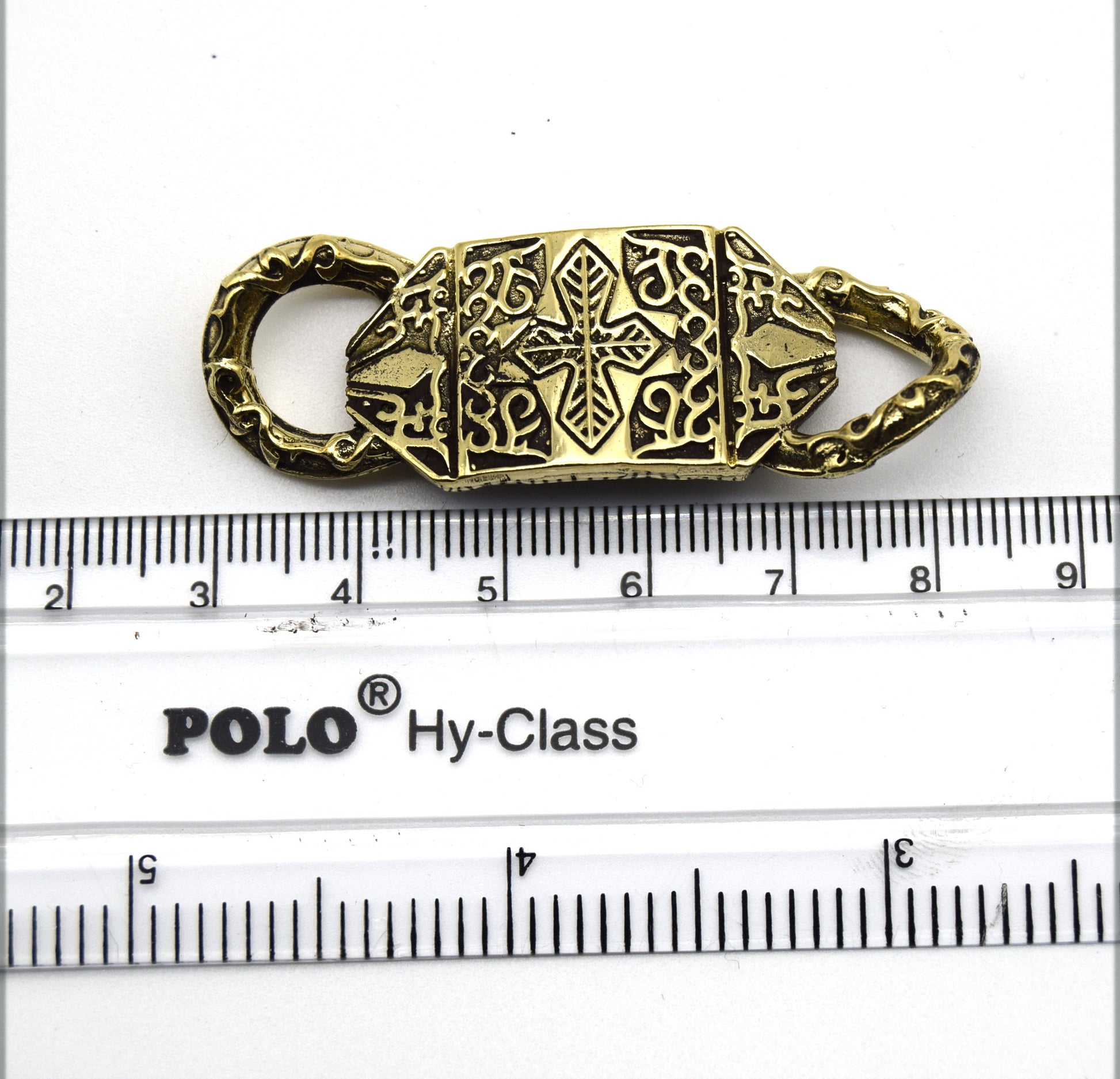 52mm x 18mm Oxidized Gold Plated Ornate Religious Band Buckle Shaped Connector - Sold Individually