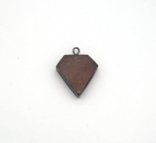 Peach Moonstone Bezel | 20mm x 20mm Gunmetal Plated Natural Flat Shield Shaped Pendant - Sold Individually