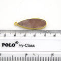 Pale Peach Moonstone Bezel | 11mm x 30mm Gold Plated Natural Long Teardrop Shaped Flat Pendant