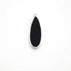 11mm x 30mm Silver Plated Natural Black Onyx Long Teardrop Shaped Flat Pendant - Sold Individually