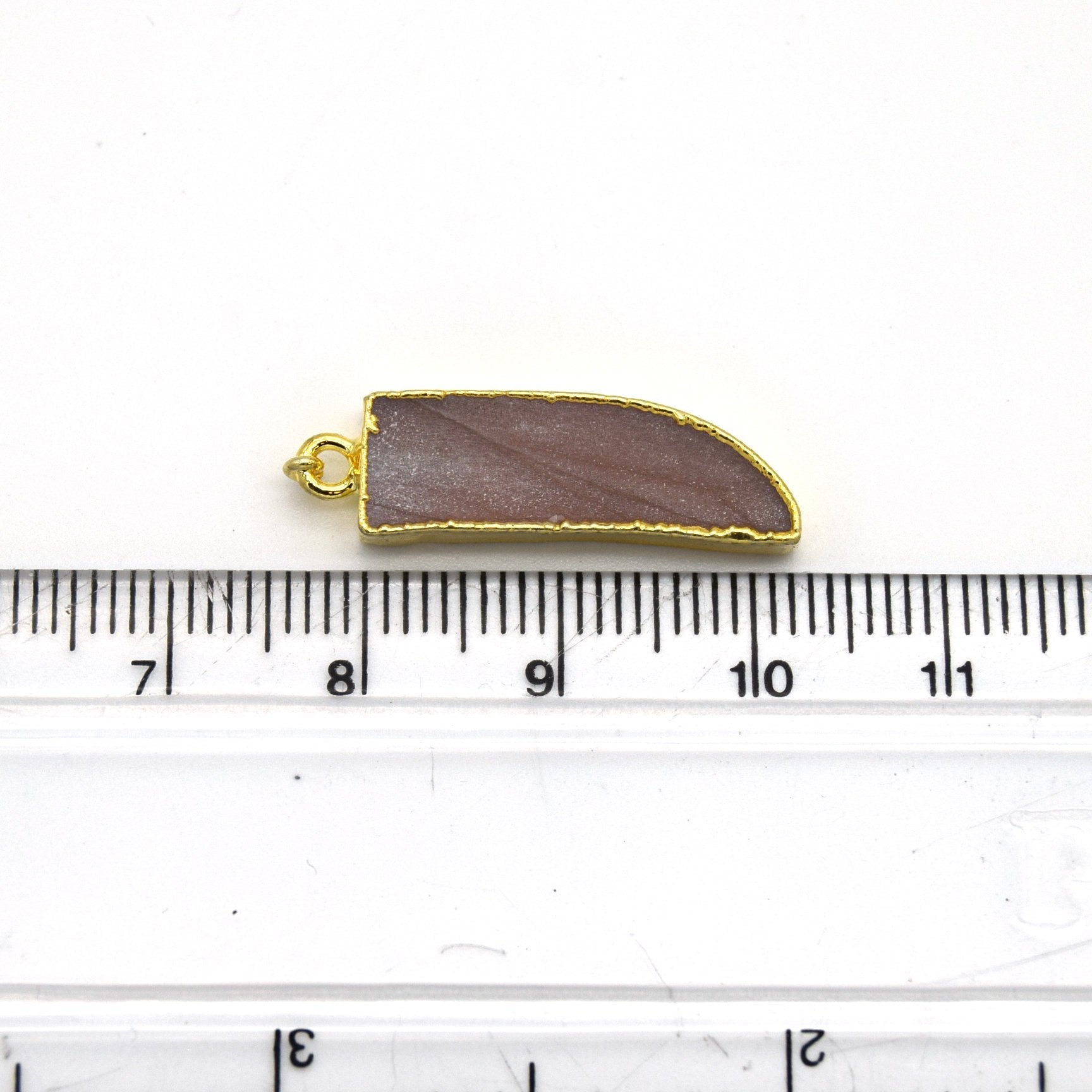 7mm x 22mm Gold Plated Tusk/Fang/Horn Shaped Natural Peach Moonstone Pendant - Sold Individually