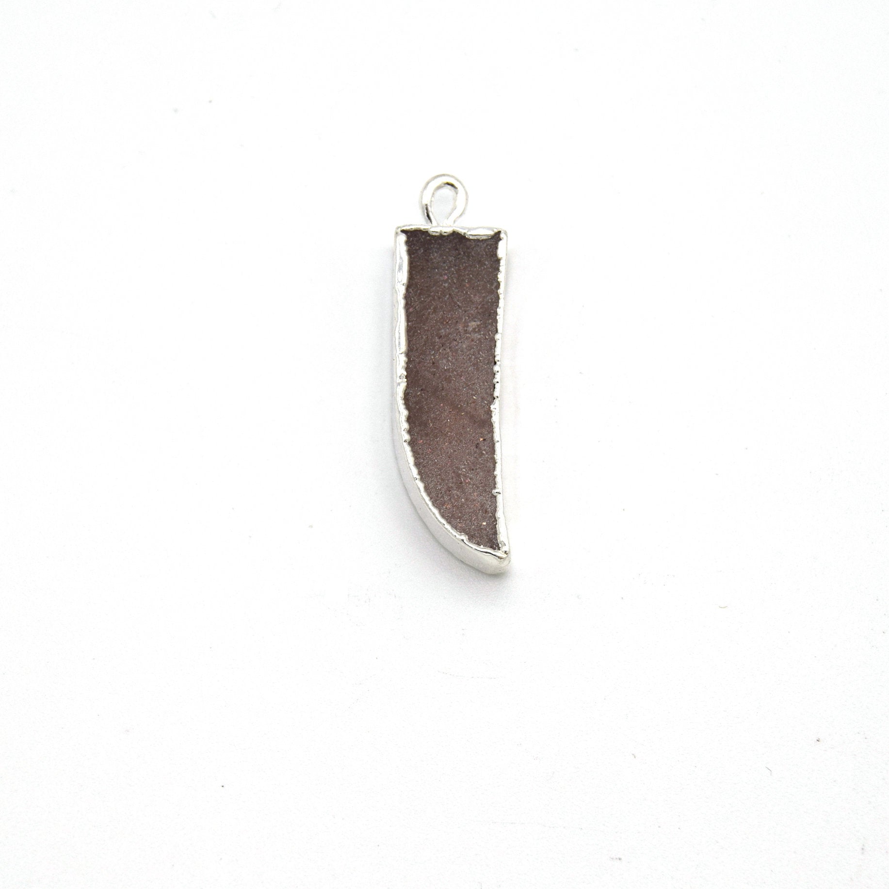 7mm x 22mm Silver Plated Tusk/Fang/Horn Shaped Natural Peach Moonstone Pendant - Sold Individually