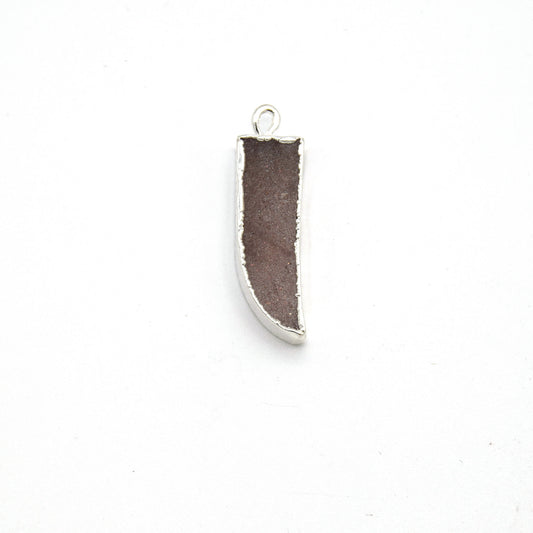 7mm x 22mm Silver Plated Tusk/Fang/Horn Shaped Natural Peach Moonstone Pendant - Sold Individually