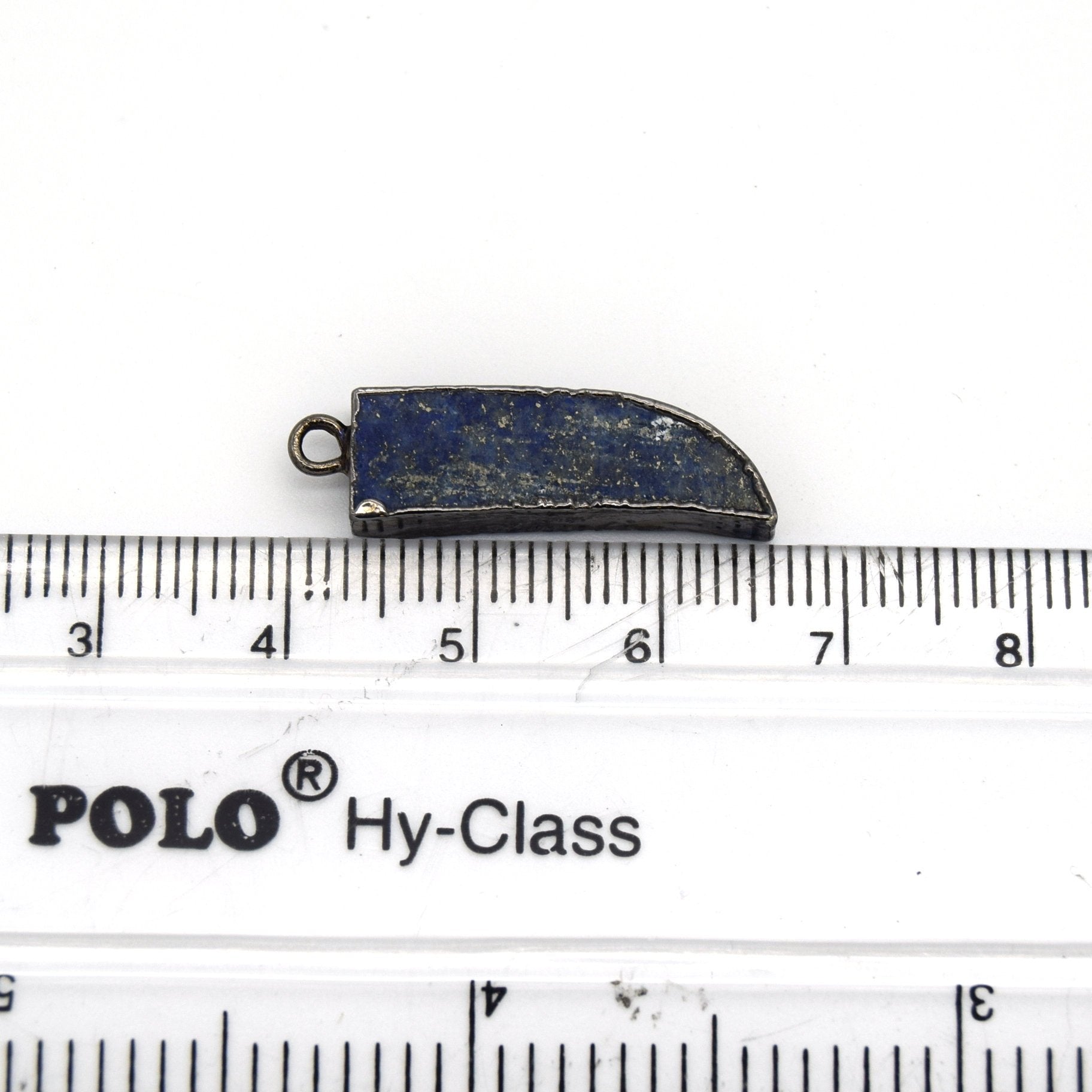 7mm x 22mm Gunmetal Plated Tusk/Fang/Horn Shaped Natural Mixed Blue/Green Lapis Lazuli Pendant