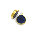 14mm x 15mm Gold Plated Flat Teardrop/Heart Shaped Mixed Blue/Green Lapis Lazuli Pendant