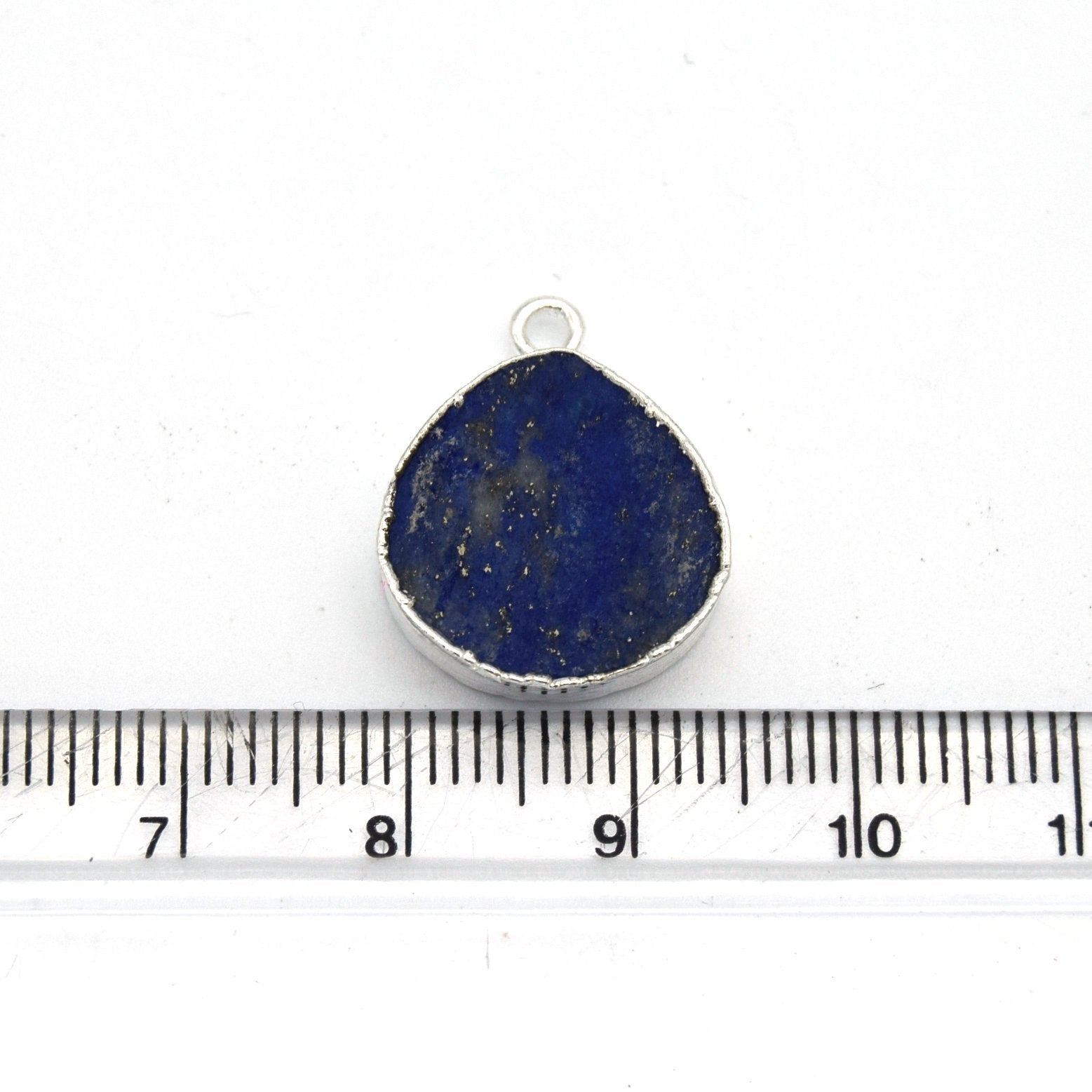 14mm x 15mm Silver Plated Flat Teardrop/Heart Shaped Mixed Blue/Green Lapis Lazuli Pendant