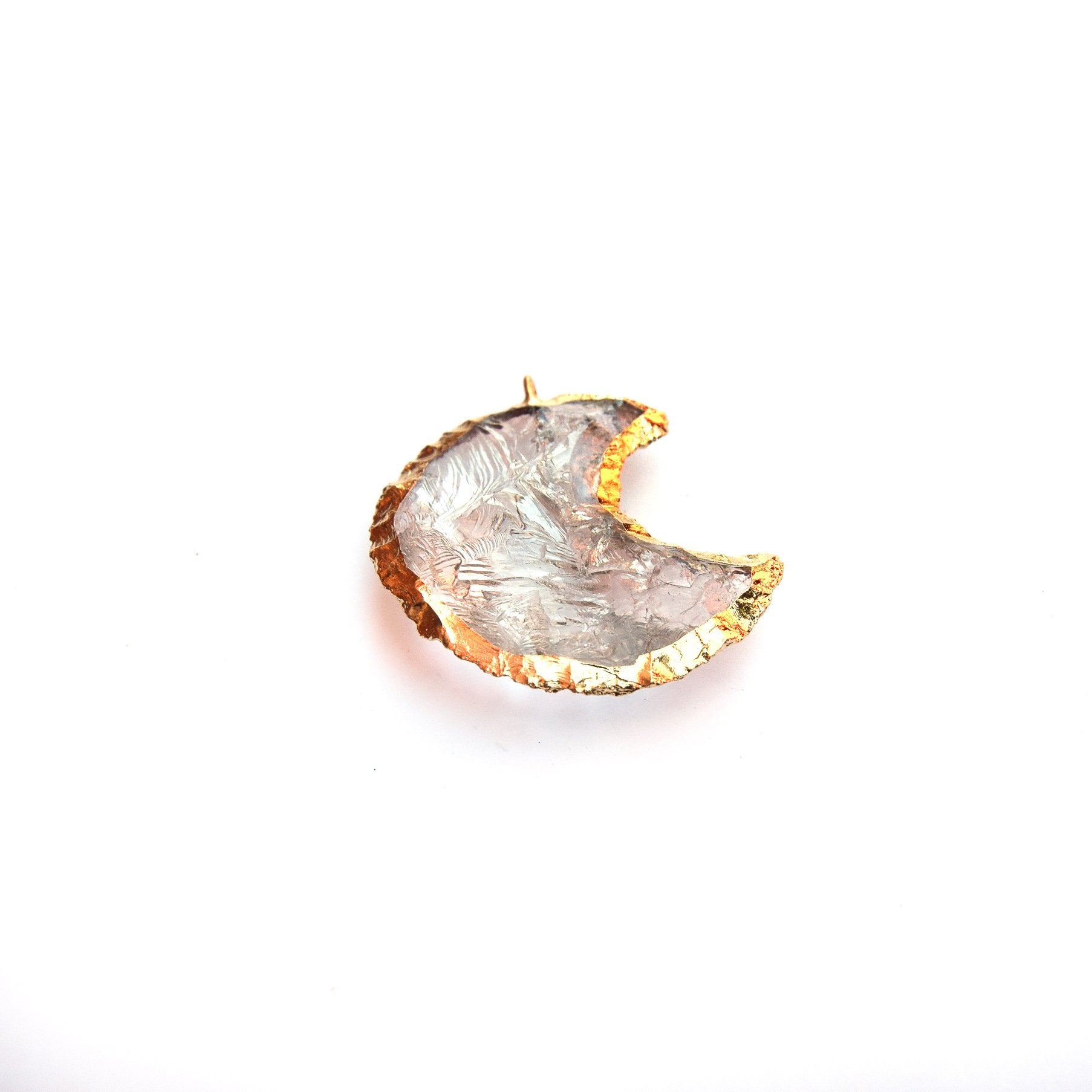 35mm x 40mm Electroplated Clear Quartz Crescent Moon Pendant