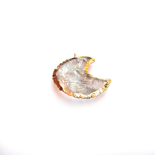 35mm x 40mm Electroplated Clear Quartz Crescent Moon Pendant