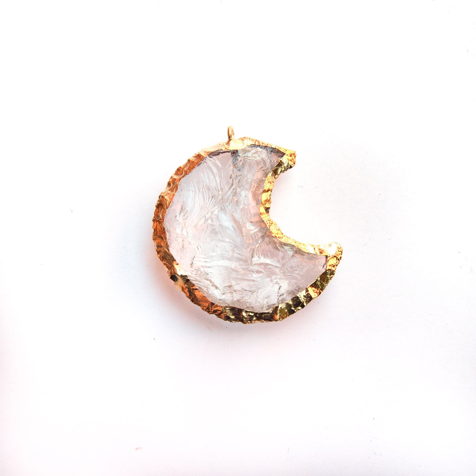 35mm x 40mm Electroplated Clear Quartz Crescent Moon Pendant