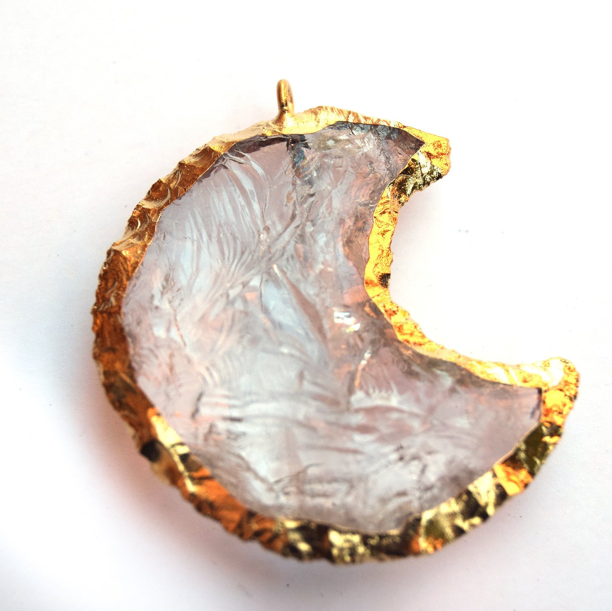 35mm x 40mm Electroplated Clear Quartz Crescent Moon Pendant
