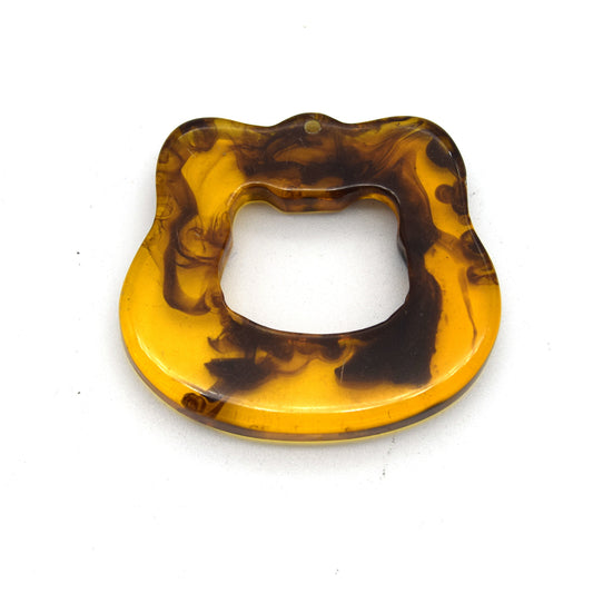 38mm x 34mm Semi-Transparent Orange/Brown Freeform Buckle Shaped Resin Component - Sold Individually