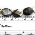 16mm x 12mm Faceted Oval Shaped Iridescent Black Lip Shell Beads - (Approx. 16" ~25 Beads)