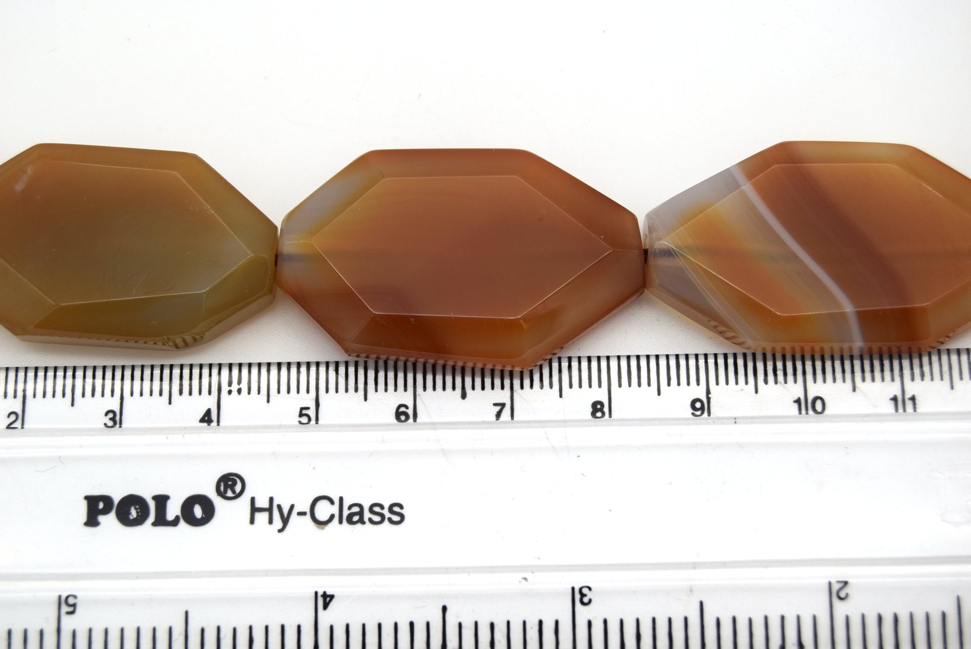 45mm x 24mm Natural Orange/Cream Banded Agate Faceted Nugget Beads (Approx. 16.5" Strand ~11 Beads)