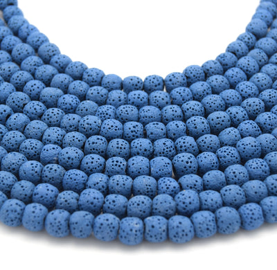Lava Beads | Blue Round Diffuser Beads - 6mm 8mm 10mm 12mm 14mm 16mm 18mm Available