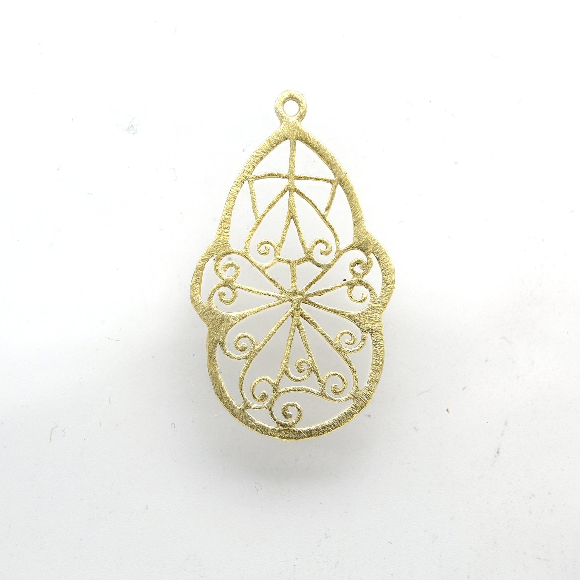 23mm x 35mm Gold Plated Open Symmetrical Swirl Cut-Out Teardrop Shaped Components - Packs of 10