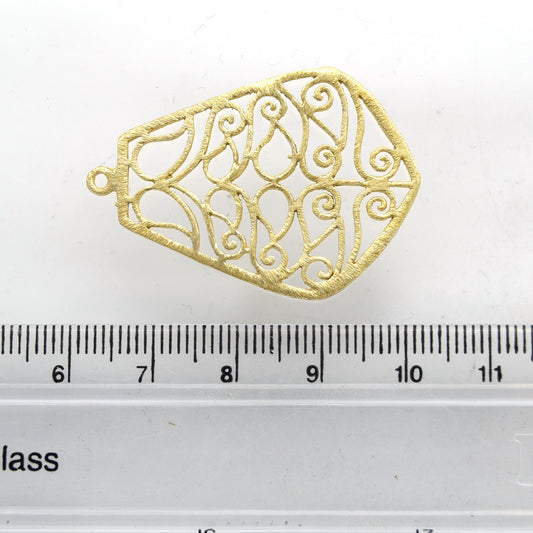 28mm x 36mm Gold Plated Open Symmetrical Swirl Cut-Out Bell/Pear Shaped Components - Packs of 10