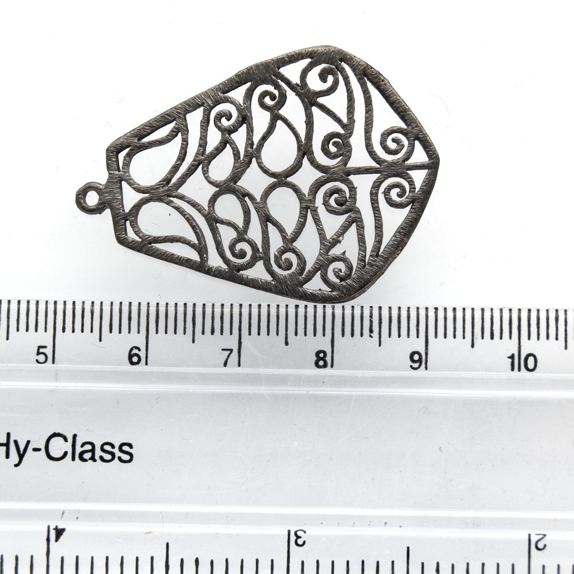 28mm x 36mm Gunmetal Plated Open Symmetrical Swirl Cut-Out Bell/Pear Shaped Components - Packs of 10