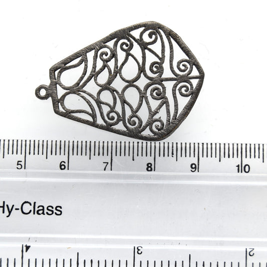 28mm x 36mm Gunmetal Plated Open Symmetrical Swirl Cut-Out Bell/Pear Shaped Components - Packs of 10