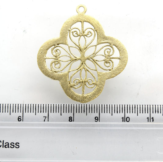 36mm x 36mm Gold Plated Open Symmetrical Cut-Out Quatrefoil/Clover Shaped Components - Packs of 10