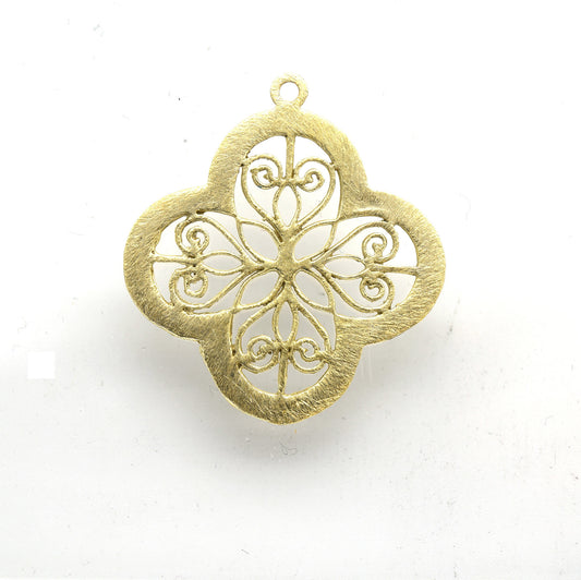 36mm x 36mm Gold Plated Open Symmetrical Cut-Out Quatrefoil/Clover Shaped Components - Packs of 10