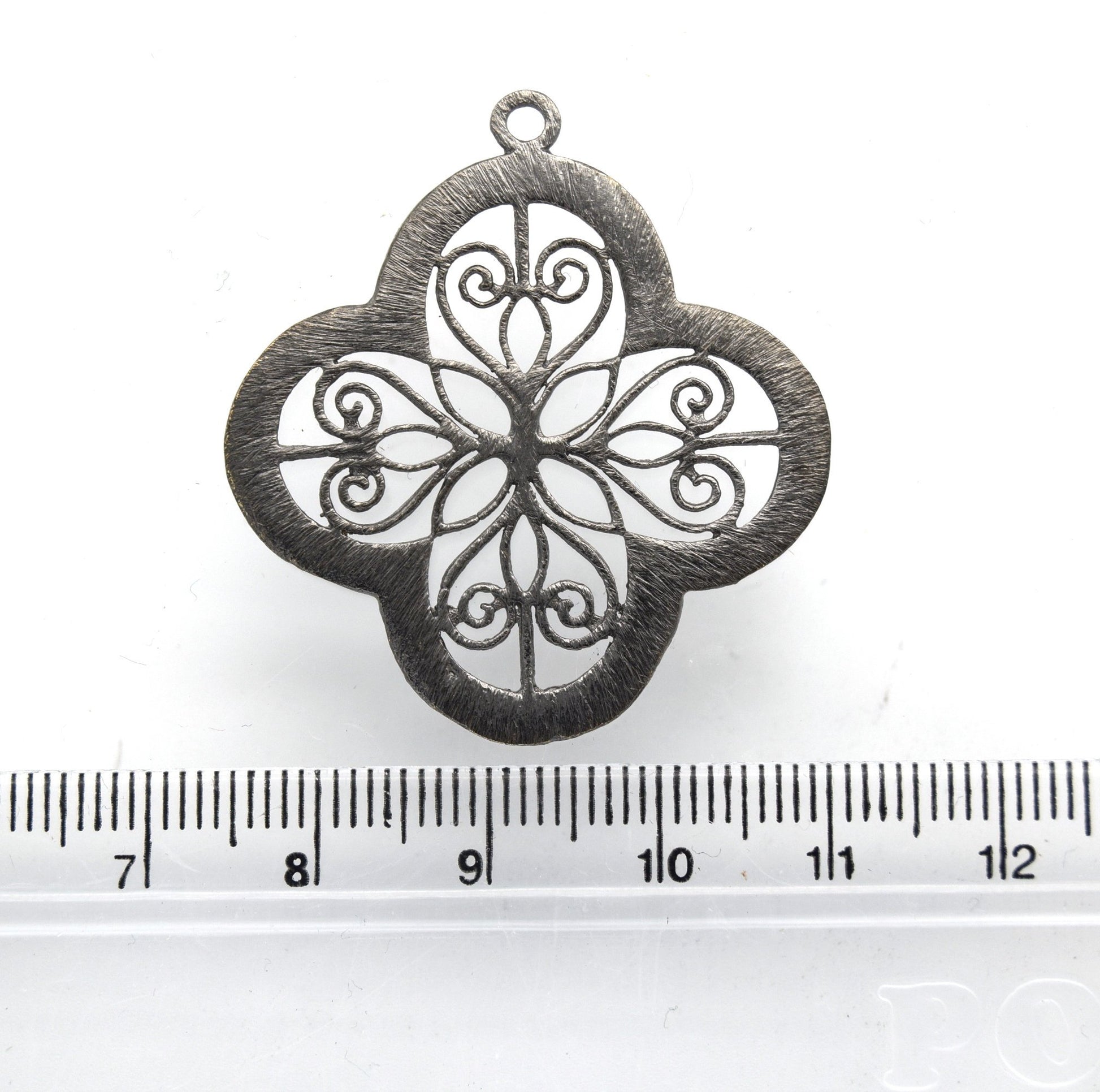 36mm x 36mm Gunmetal Open Symmetrical Cut-Out Quatrefoil/Clover Shaped Components - Packs of 10