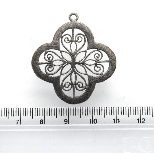 36mm x 36mm Gunmetal Open Symmetrical Cut-Out Quatrefoil/Clover Shaped Components - Packs of 10