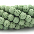 Lava Beads | Light Green Round Diffuser Beads - 6mm 8mm 10mm 12mm 14mm 16mm 18mm Available