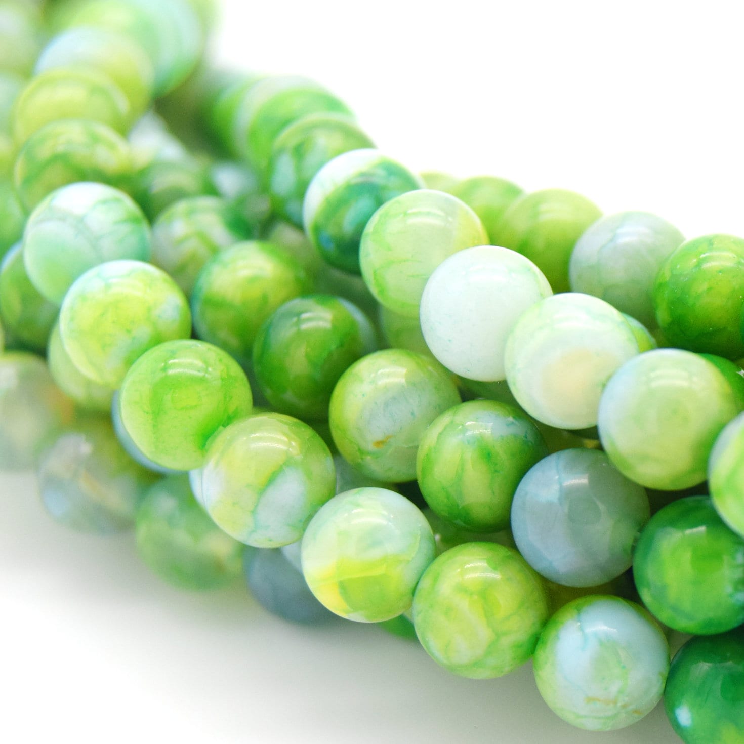 Green Mottled Agate Beads
