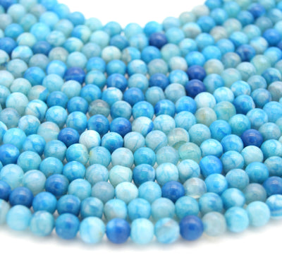 Smooth Aqua Mottled Dyed Agate Round/Ball Shaped Beads - Sold by 15.5" Strands - Quality Gemstone - (4mm 6mm 8mm 10mm Available)