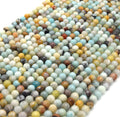Faceted Round Multicolor Amazonite Beads - 15.5" Strand - Semi-Precious Gemstone - (4mm 6mm 8mm 10mm 12mm Available)