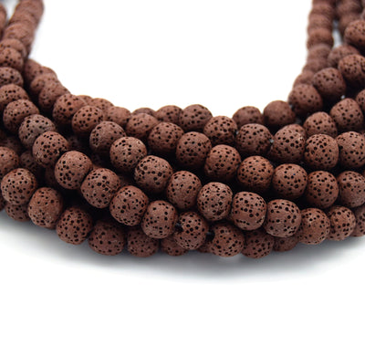 Lava Beads | Brown Round Diffuser Beads - 6mm 8mm 10mm 12mm 14mm 16mm 18mm Available