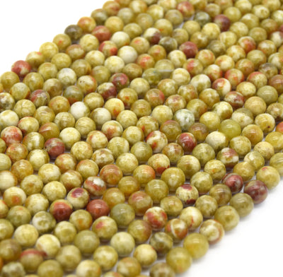 Smooth Green/Red Vessonite Garnet Round/Ball Shaped Beads - 15.5" Strands - Semi-Precious Gemstone - (4mm 6mm 8mm 10mm 12mm 14mm Available)